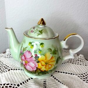 Rare Vintage Lefton Floral Musical Teapot